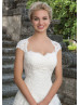 Sweetheart Neck Beaded Ivory Lace Tulle Wedding Dress With Detachable Jacket